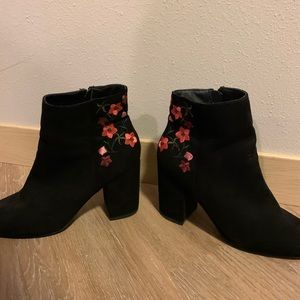 Suede Embroidered Booties